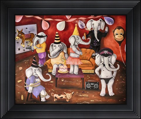 Framed White Elephant Party Print