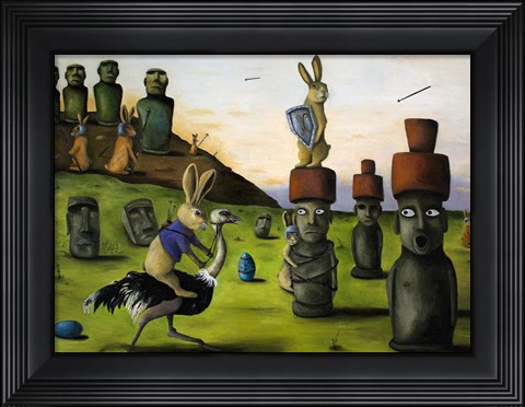 Framed Battle Over Easter Island Print