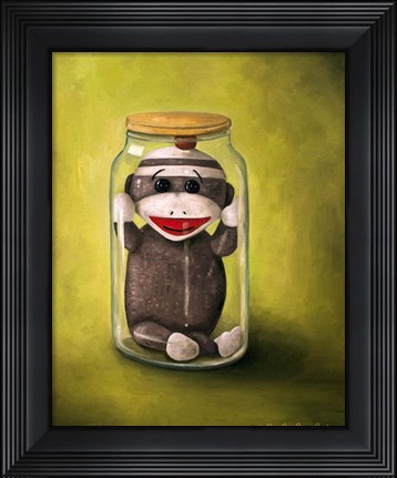 Framed Preserving Childhood Baby Sock Monkey Print