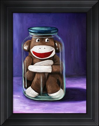 Framed Preserving Childhood Sock Monkey Print