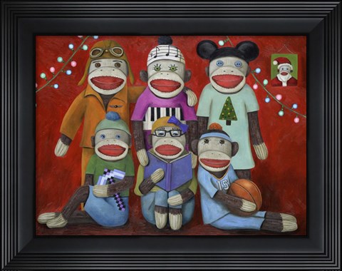 Framed Sock Doll Family Portrait Print
