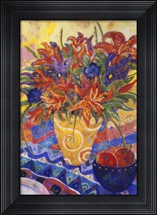 Framed Tiger Lilies &amp; Irises Print
