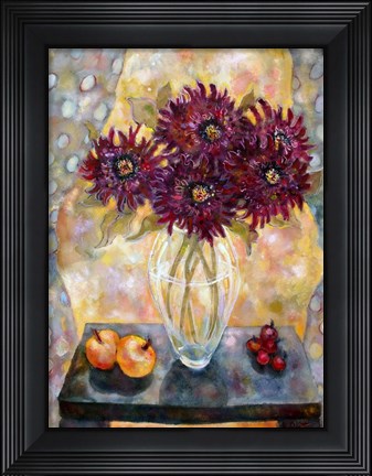 Framed Grey Polka Dots Print