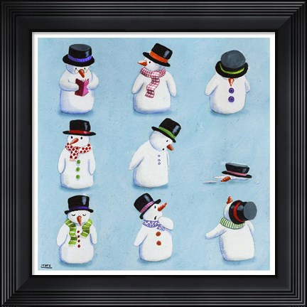 Framed Snowmen Print