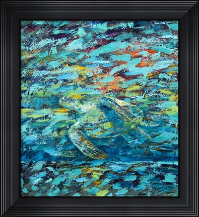 Framed Kemps Ridley Turtle Hidden Treasure Print