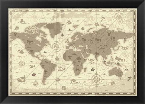 Framed Pirate Map Print