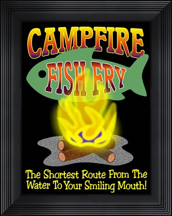 Framed Campfire Fish Fry Print