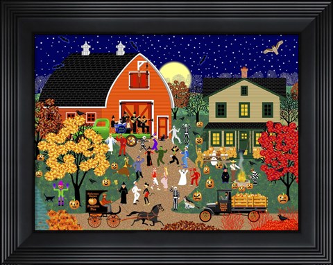 Framed Halloween Barn Dance Print