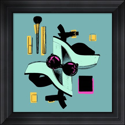 Framed Fashion Acessories Square Layout Blue Print