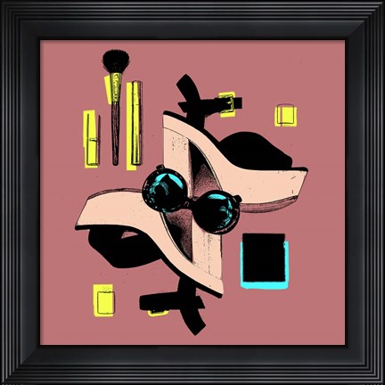 Framed Fashion Acessories Square Layout Red Print