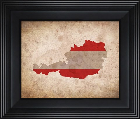 Framed Map with Flag Overlay Austria Print