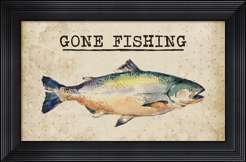 Framed Gone Fishing Salmon Color Print