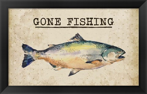 Framed Gone Fishing Salmon Color Print