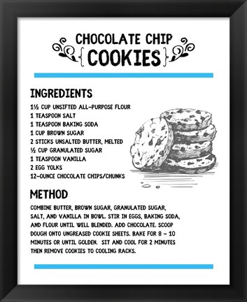 Framed Chocolate Chip Cookies Recipe White Background Print