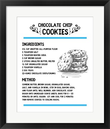 Framed Chocolate Chip Cookies Recipe White Background Print