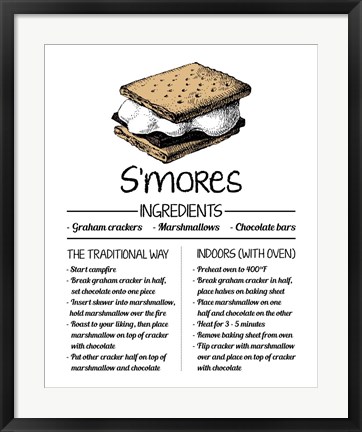 Framed S&#39;mores Recipe White Background Print