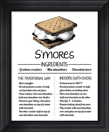 Framed S&#39;mores Recipe White Background Print