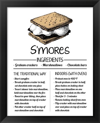 Framed S&#39;mores Recipe White Background Print