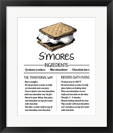 Framed S&#39;mores Recipe White Background Print