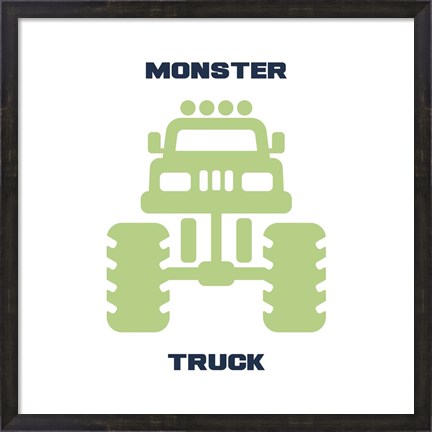 Framed Monster Truck Graphic Green Part II Print