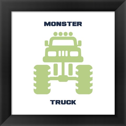 Framed Monster Truck Graphic Green Part II Print