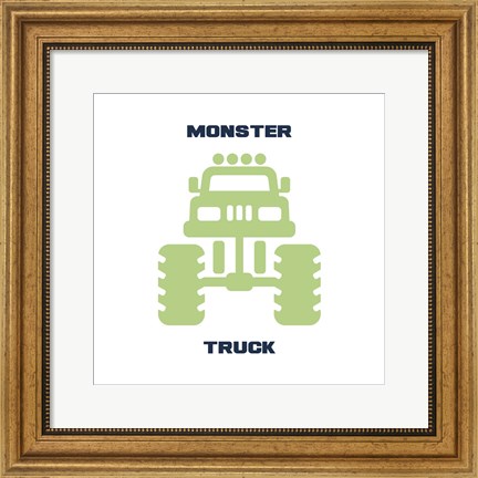 Framed Monster Truck Graphic Green Part II Print