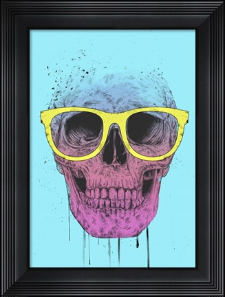 Framed Pop Art Skull With Glasses Print