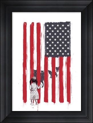 Framed Little Girl And Wolves Print