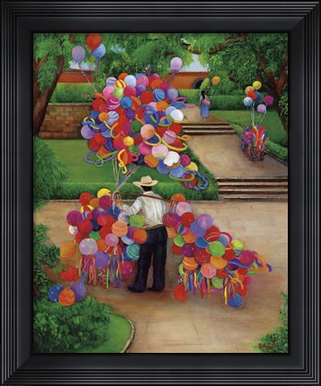 Framed Balloons In The Park Print