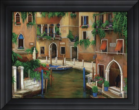 Framed Hotel On The Canal Print