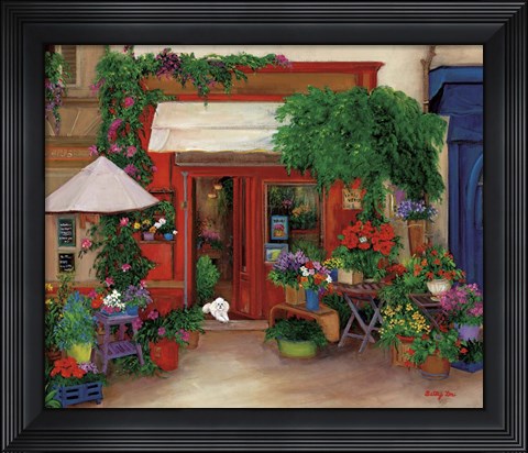 Framed Red Flower Shop Print