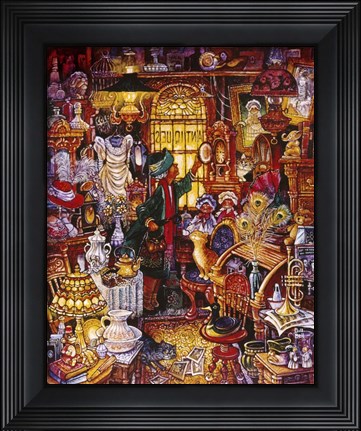 Framed Antique Lady Green Coat Print