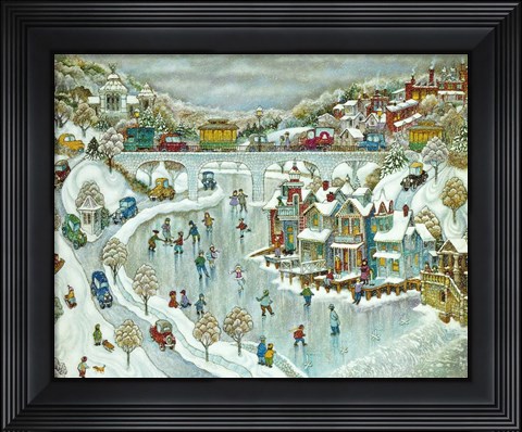 Framed Boathouse Snow Print