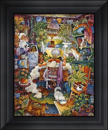 Framed Sewing Lady Print