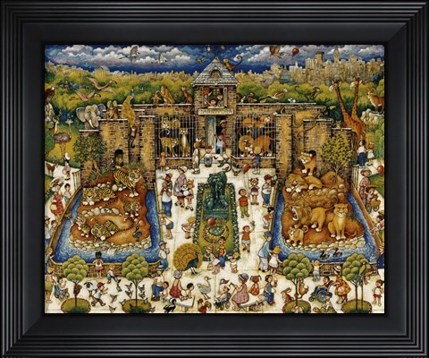 Framed Cats And Kids At The Zoo Print