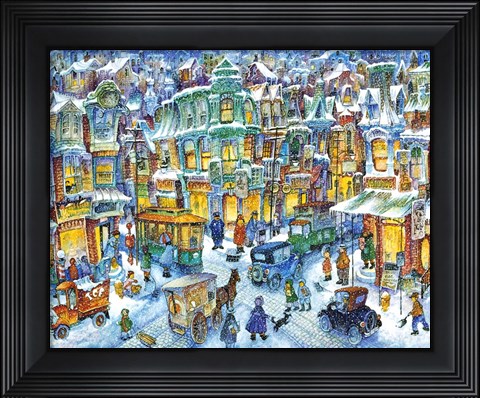 Framed Old City Snow Print