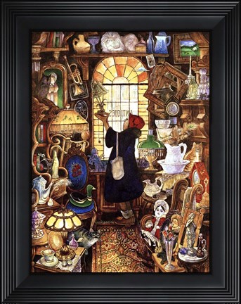 Framed Antique Lady Dark Coat Print