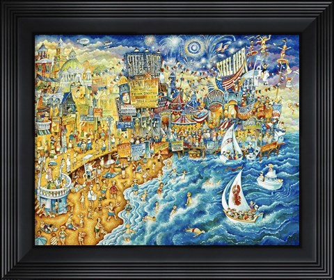 Framed Steel Pier Night And Day Print