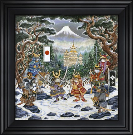 Framed Samurai Cats Print