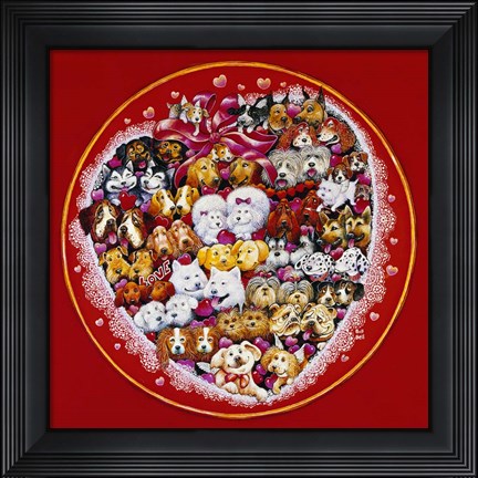 Framed Valentine Dogs Print