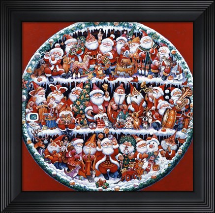 Framed Santa On Shelves Print