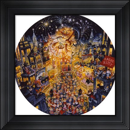 Framed New Years Cats Print