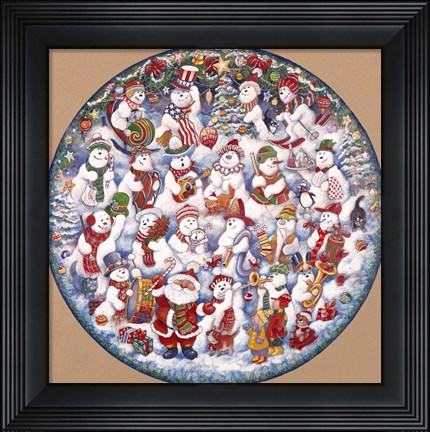 Framed Santa And The Snowfolks Print