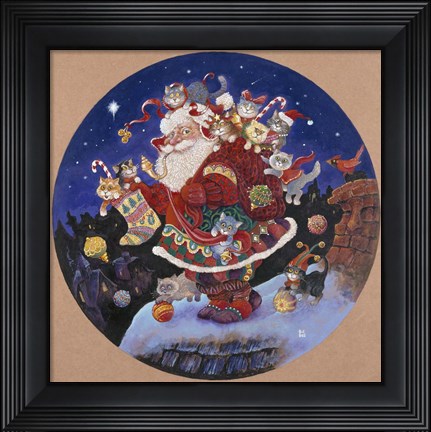 Framed Here Comes Santa Claus Print