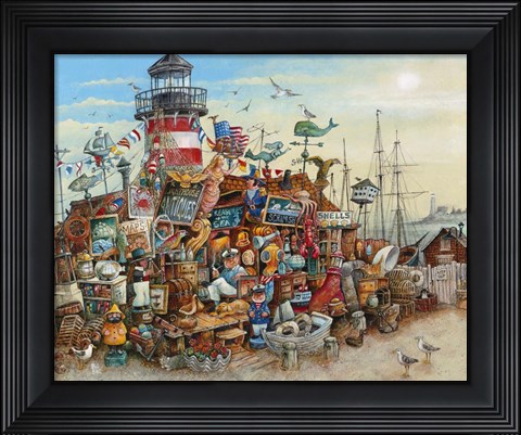 Framed Lighthouse Antiques Print