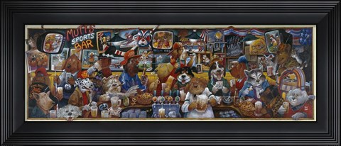 Framed Mo&#39; Mutts Sports Bar Print