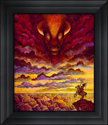 Framed Raging Buffalo Print