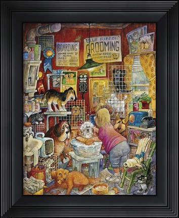 Framed Blue Ribbon Groomer Print