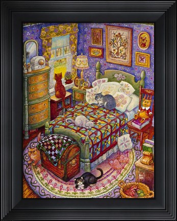 Framed More Bedroom Cats Print