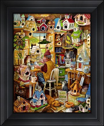Framed Birdhouse Man Print